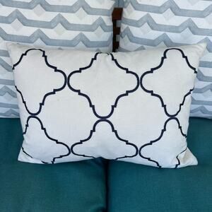 Tommy Bahama Home Pillow Cover Case Ivory Navy Blue Diamond Trellis
